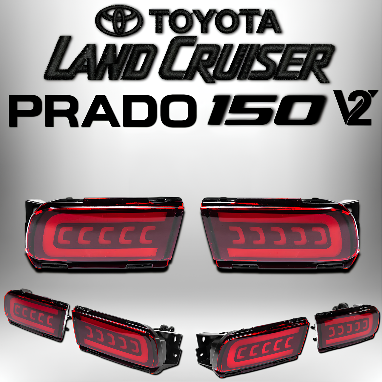 Задні габарити стопи оптика LED для Toyota Land Cruiser Prado 150 V2 2017-2023р Тойота Ленд Крузер Прадо 2 шт, фото 1