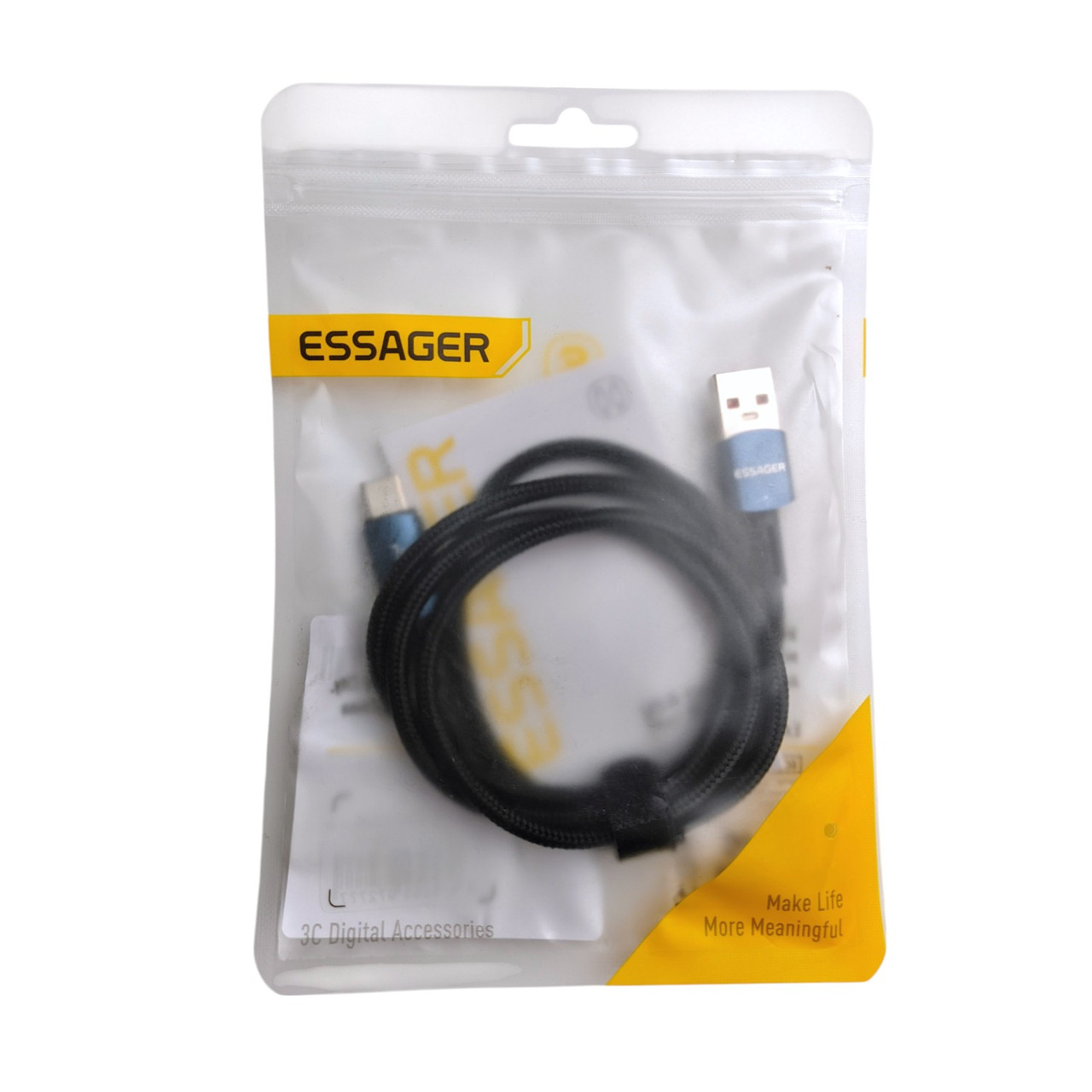 Кабель USB - Type-C ESSAGER EXC7A-CG03-P 7A 1м LED синій