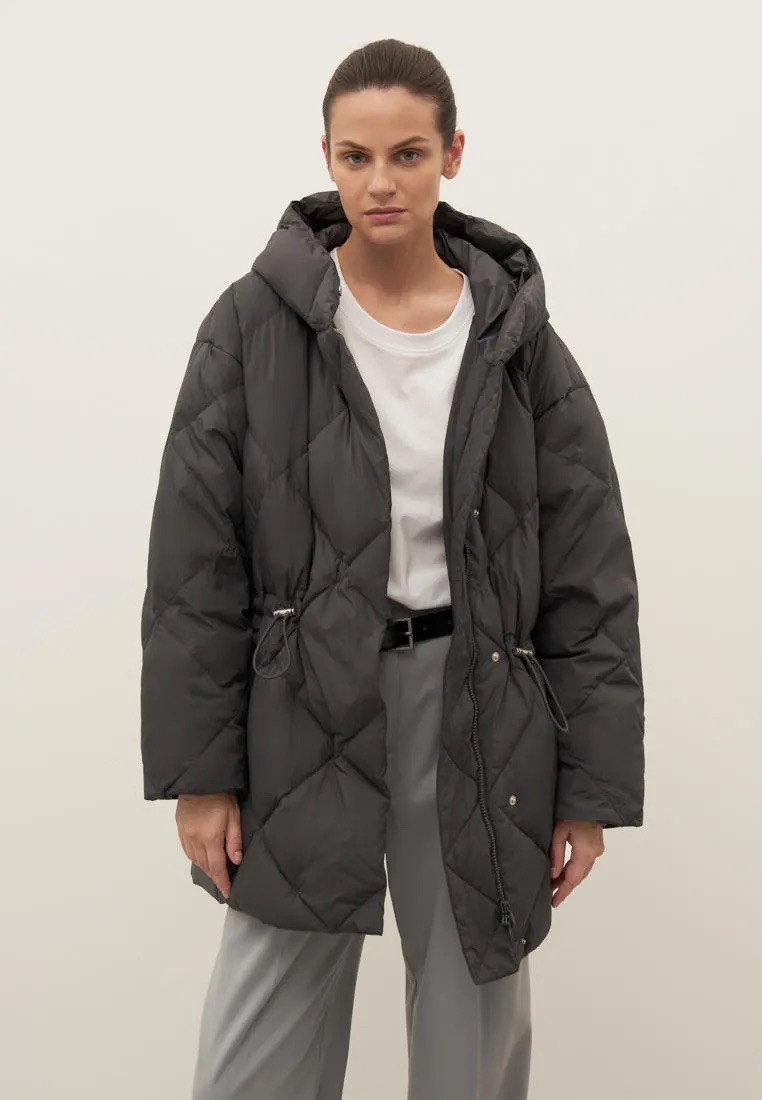 Жіночий стьобаний пуховик oversize Finn Flare FAD110184-202 сірий XS, фото 1