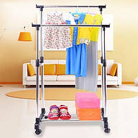 Підлогова вішалка для одягу MINI Double Pole, компактна, легка, збірна, на колесах, фото 2