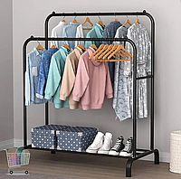 Напольна подвійна вішалка для одягу Multipurpose Hanger 205 з полицею для взуття 110x56x145 см, фото 4