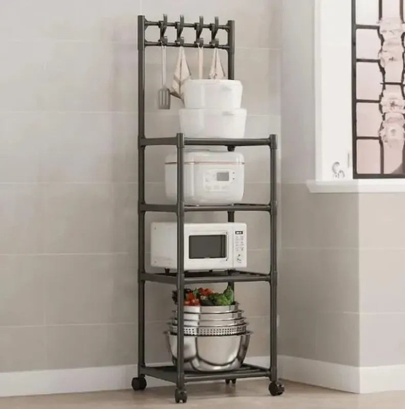 Напольний стелаж полиця для зберігання 42x34x130 см, модель 8107, міцний металевий, фото 1