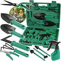 Садовий набір інструментів 10 в 1 у кейсі лопатки граблі секатор оприскувач, фото 2