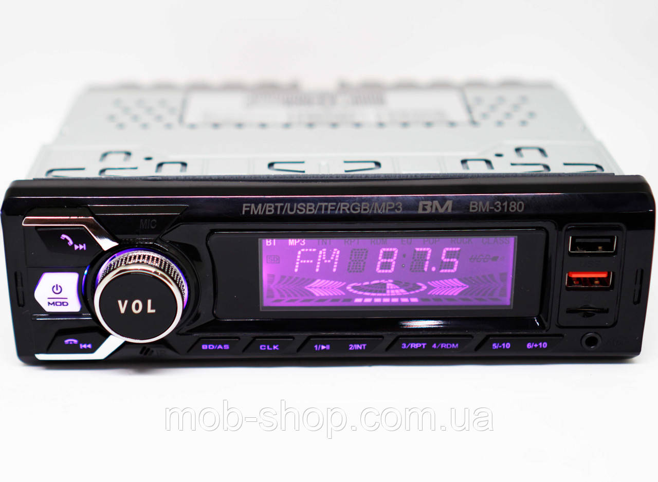 Автомагнітола BOSCHMANN BM-3180 1DIN Bluetooth MP3 USB microSD AUX FM з пультом, фото 1