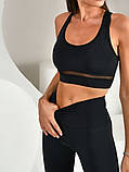 Жіночі спортивні чорні лосини (легінси) широкий пояс з утяжкою — Власне виробництво, фото 9