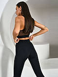 Жіночі спортивні чорні лосини (легінси) широкий пояс з утяжкою — Власне виробництво, фото 3