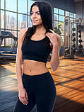 Жіночі спортивні чорні лосини (легінси) широкий пояс з утяжкою — Власне виробництво, фото 8