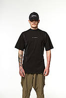 Чоловіча подовжена футболка Tur wear чорна з Coolmax та анатомічним кроєм