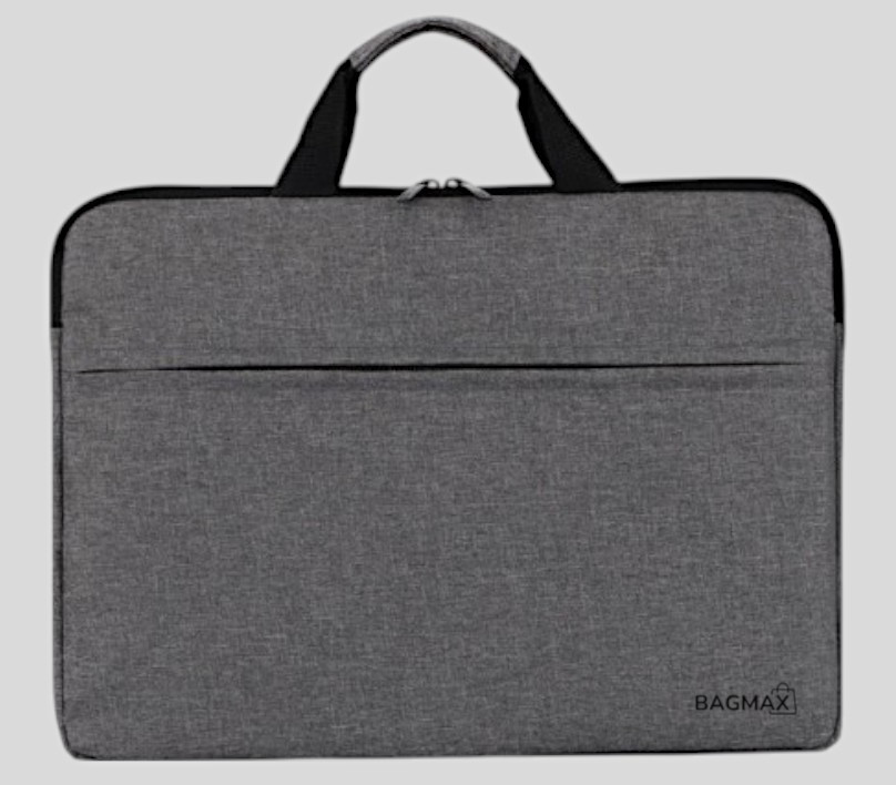 Сумка для ноутбука сіра 15,6" Bagmax проста плоска сумка під ноутбук 15 дюймів з кішенею сіра без ременя, фото 1