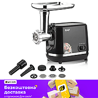 Електрична м ясорубка RAF R.3395 1200 Вт з реверсом і металевими насадками потужна електром ясорубка для фаршу та кухні