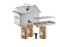Коптильня гарячого та холодного копчення "XK" неіржавка сталь 2 мм, 2 яруси та 3 гачки + подарунок, фото 2