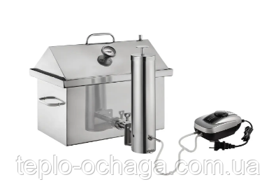 Коптильня гарячого та холодного копчення "XK" неіржавка сталь 1.5 мм, 2 яруси та 3 гачки + подарунок, фото 1