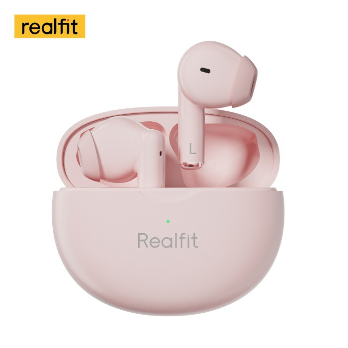 Навушники Realfit F2 Pro Bluetooth рожеві з шумозаглушенням, 4 мікрофони, 360° HiFi, сенсорне керування, до 28 годин роботи, фото 1