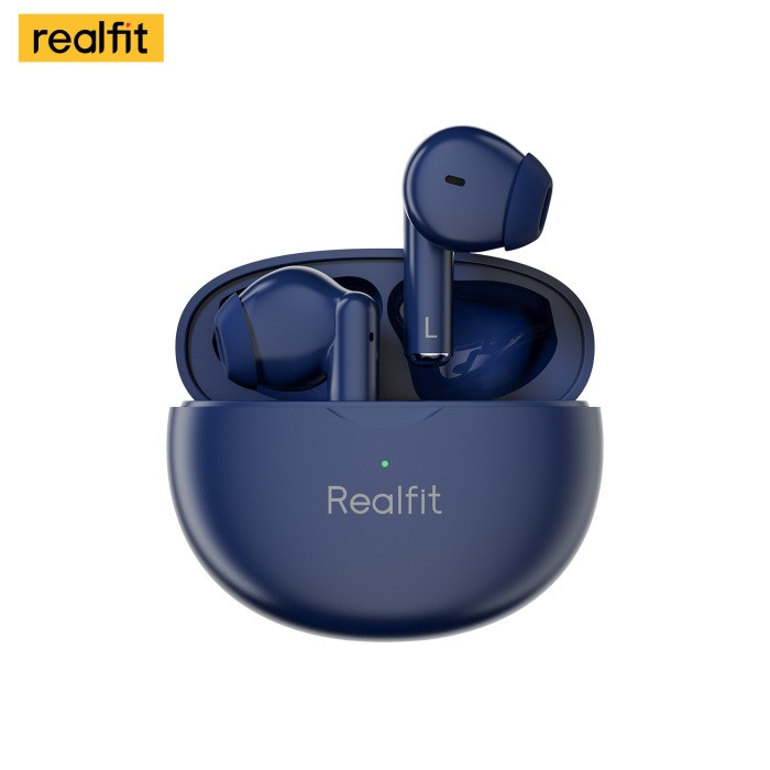 Навушники Realfit F2 Pro Bluetooth сині з шумозаглушенням, 4 мікрофони, 360° HiFi, сенсорне керування, до 28 годин роботи, фото 1