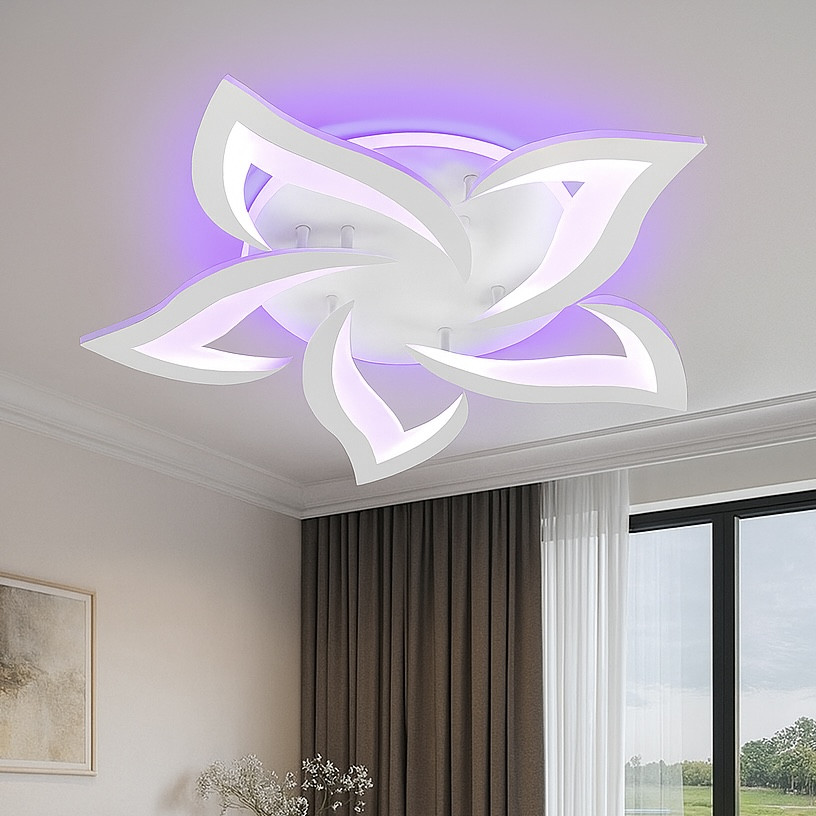 Белая светодиодная LED люстра до 18 м² с пультом и подсветкой 80 Вт (1181/5 Wh), фото 1