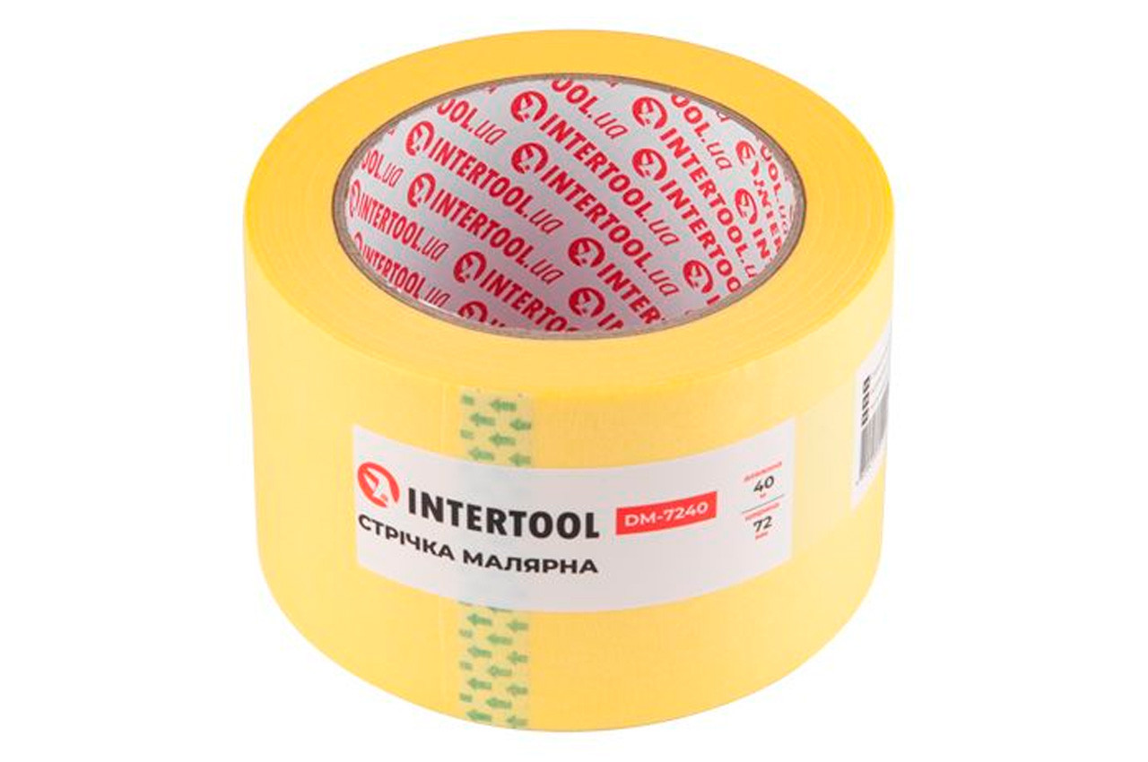 Стрічка малярська Intertool 72 мм х 40 м жовта (DM-7240) (2 шт.), фото 1