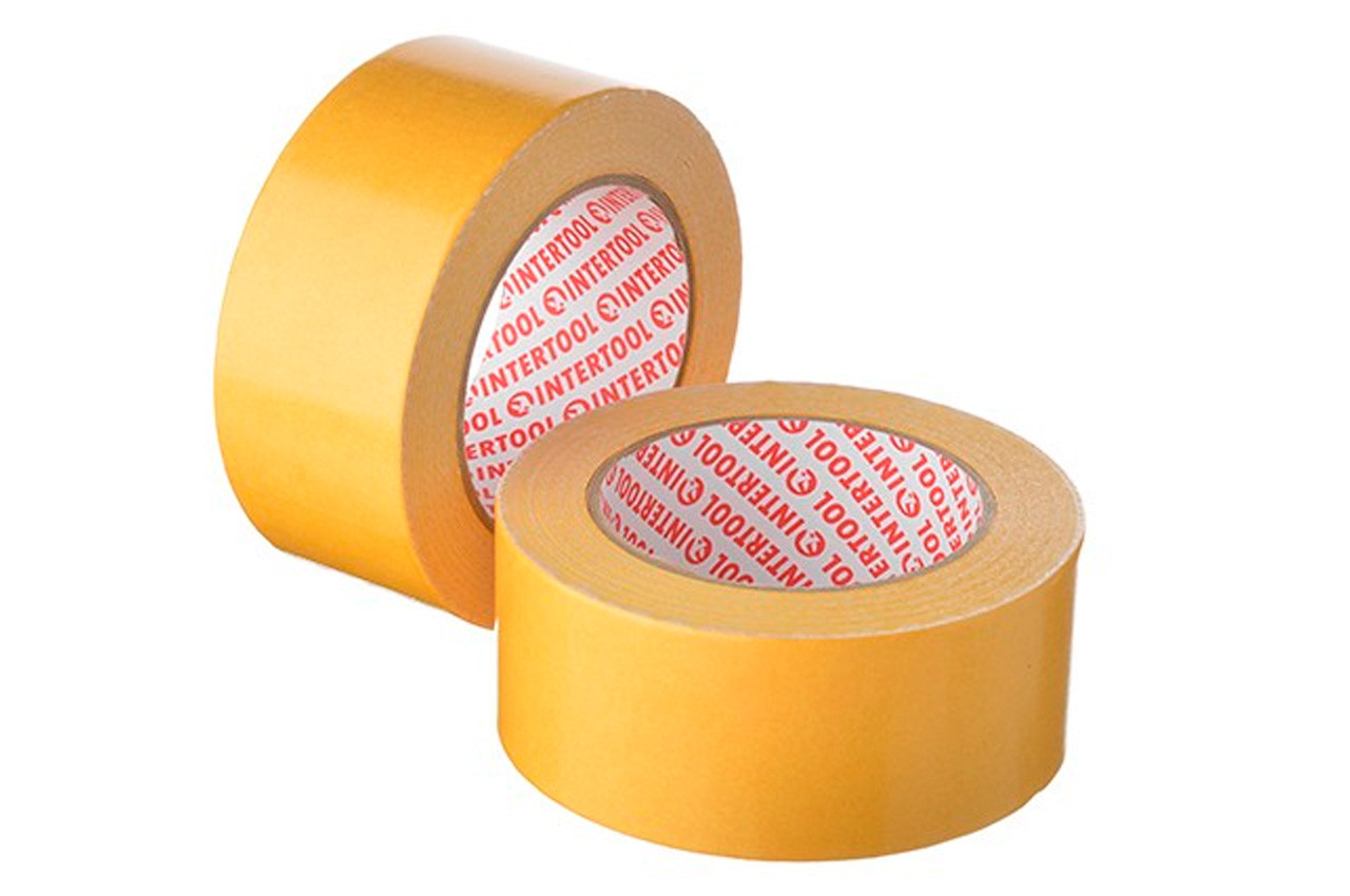 Скотч двосторонній Intertool 50 мм х 25 м тканина (KT-0963), фото 1