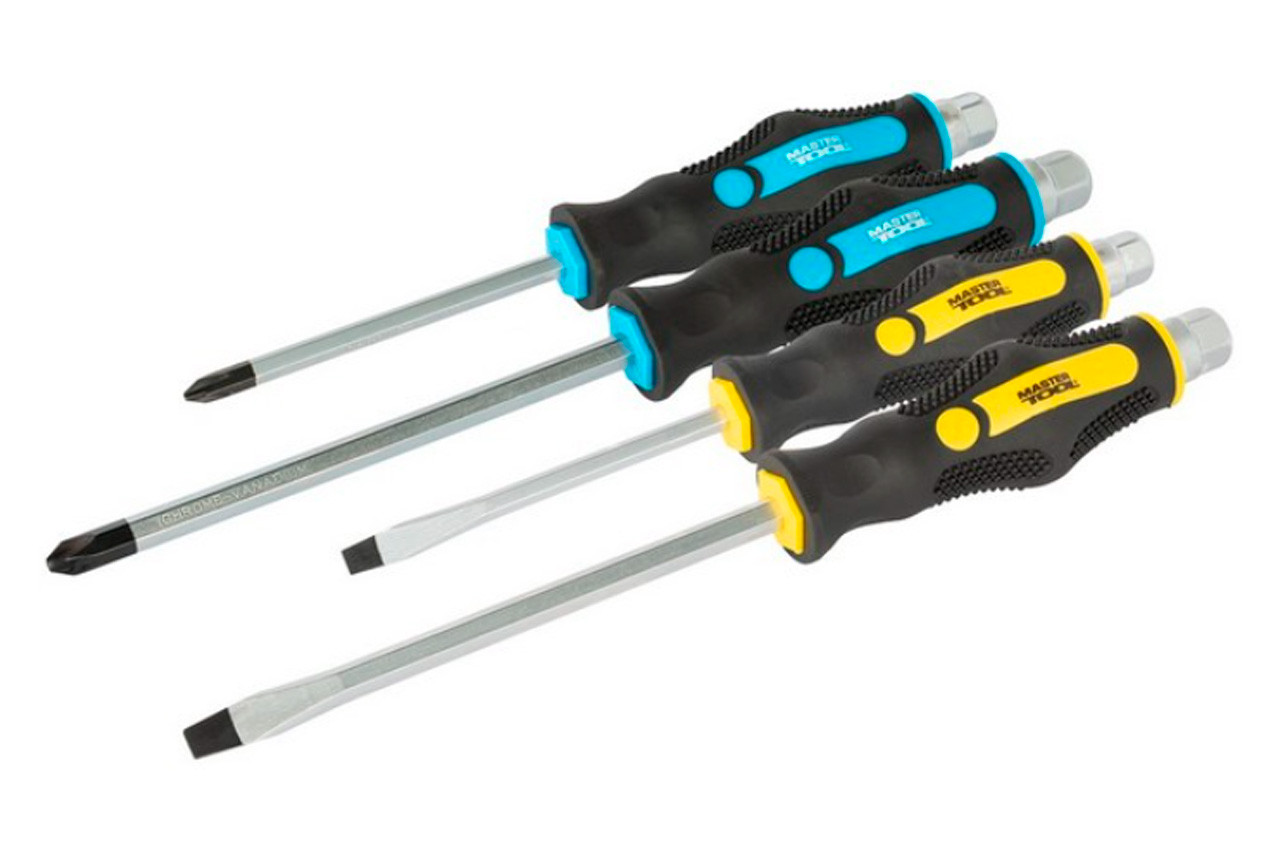 Набір викруток ударних Mastertool PH2 x PH3 x SL6 x SL8 (4шт) (40-1154), фото 1