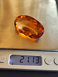 Кабошон з цитрину. Гранений цитрин кабошон овал . Розмір 45*28*15 мм. Камінь цитрин. Індія., фото 2