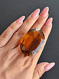 Кабошон з цитрину. Гранений цитрин кабошон овал . Розмір 47*33,5*16,5 мм. Камінь цитрин. Індія., фото 6