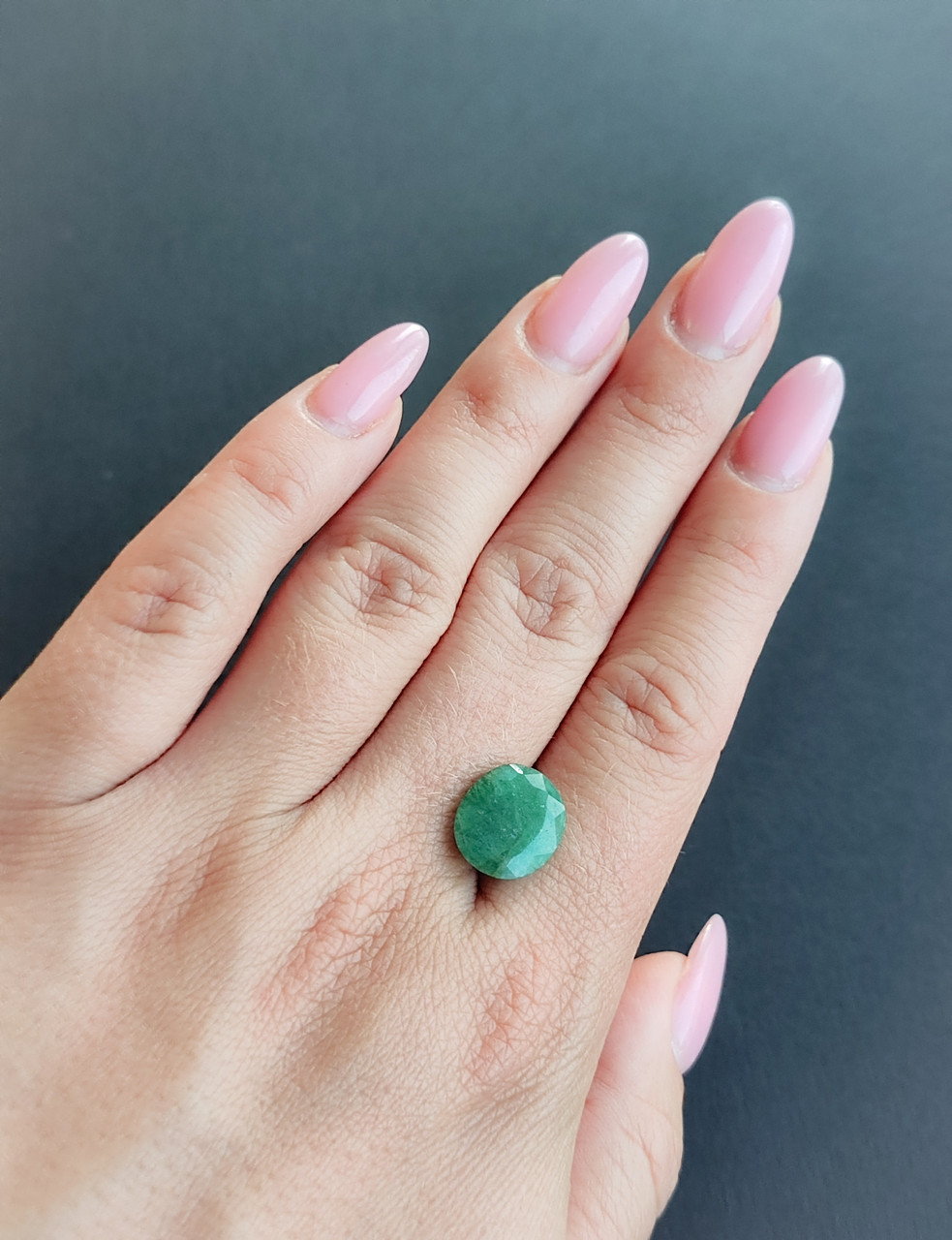 Камінь без оправи смарагд овал. Натуральний кабошон зі смарагду. Розмір 13.3*11.5*6.5 мм., фото 1