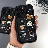 Силіконовий чохол на Айфон 14 Pro Max з дизайном. Silicone Case for iPhone 14 Pro Max Donut Design Черный