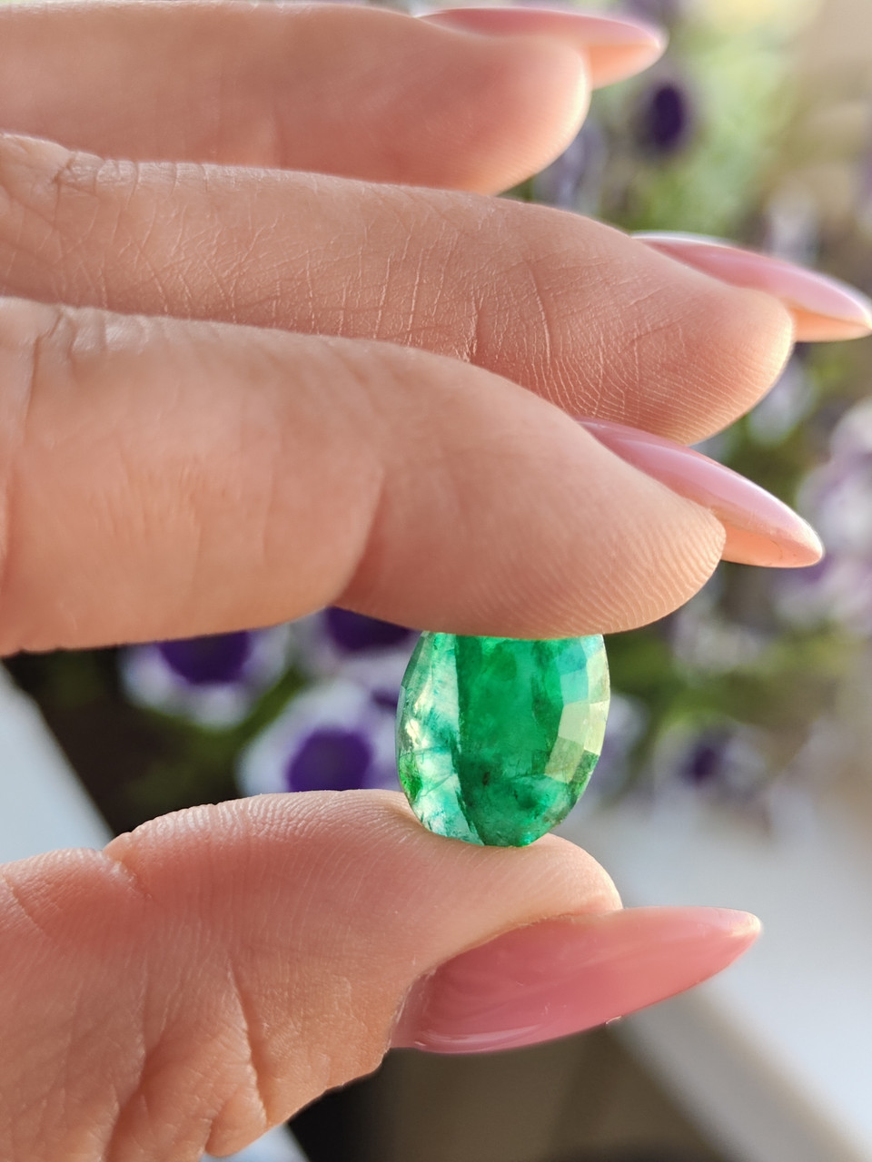 Камінь без оправи смарагд овал. Натуральний кабошон зі смарагду. Розмір 16*12*7 мм., фото 1