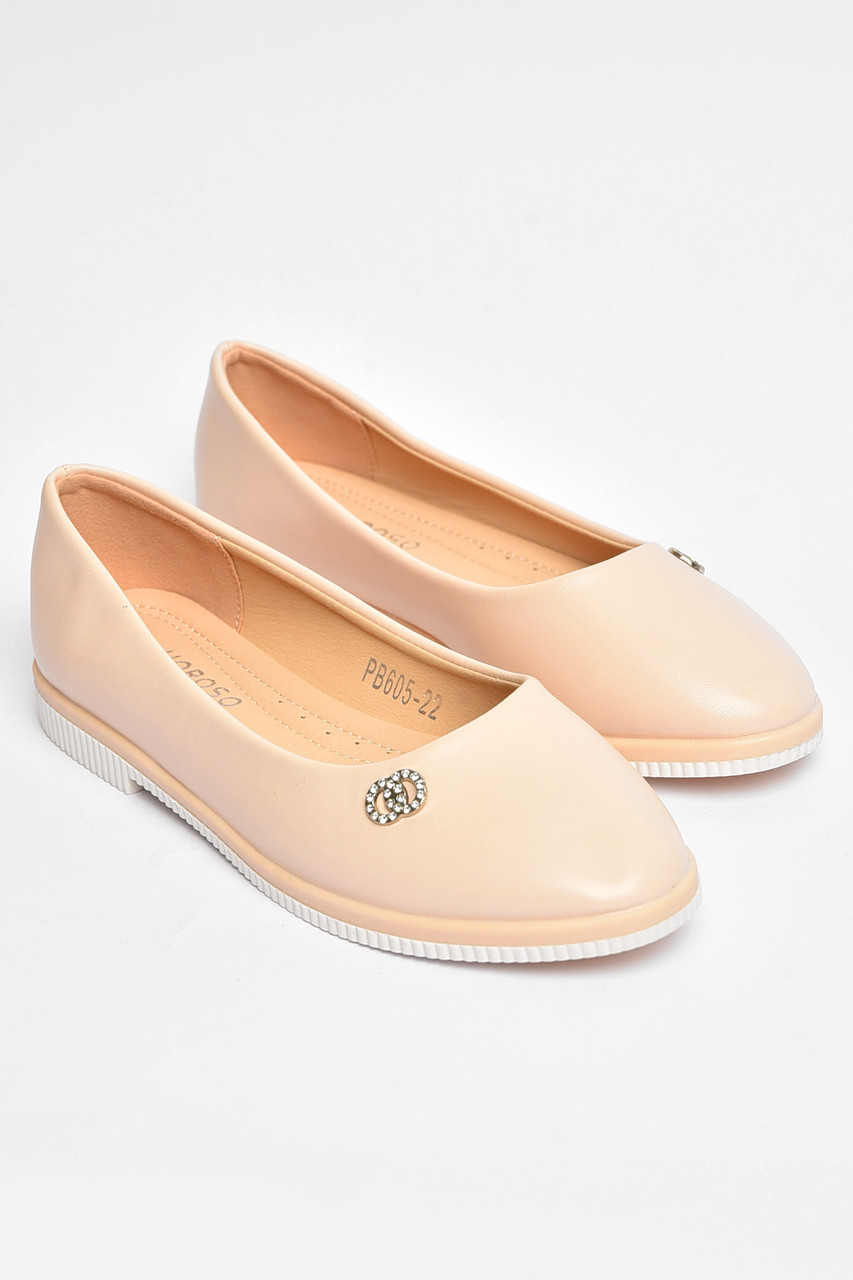 Балетки дитячі для дівчинки бежевого кольору 204303T Безкоштовна доставка, фото 1