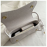 Жіноча сумка 4005 багет рептилія чорна, фото 4