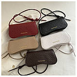 Жіноча сумка 4005 багет рептилія чорна, фото 10