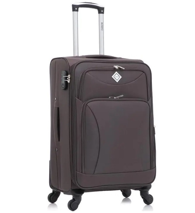 Валіза дорожня тканинна Bonro Tourist середня на 4 колесах коричнева (10132303)
