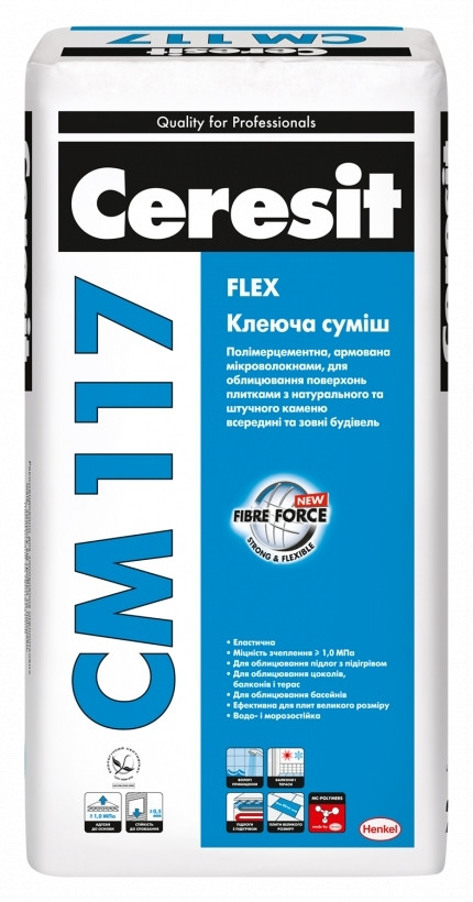 Клей для плитки CERESIT СМ 117 flexible (ЦЕРЕЗИТ СМ-117 ФЛЕКСИБЛ) 25 кг