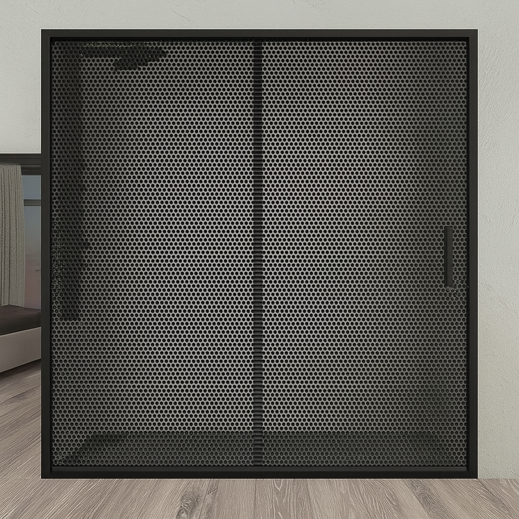 Душові двері Aquanil CARMEN Dark 140х190 см чорна скло 6 мм тоноване з перфорацією