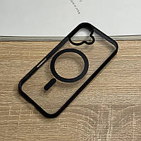 Чохол для iPhone 16 з MagSafe прозорий з чорними бортиками, ударостійкий TPU Anti-Drop