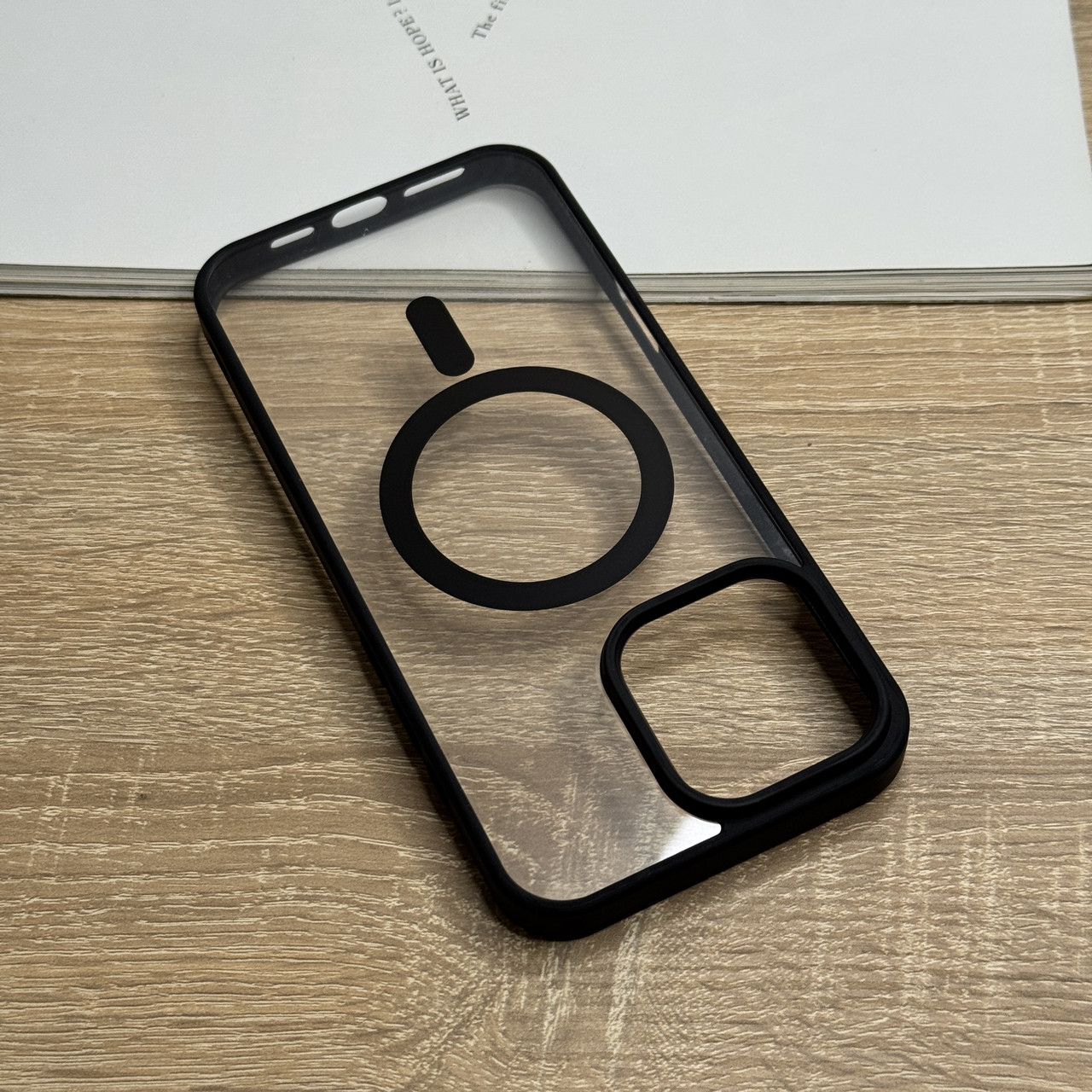 Чохол для iPhone 16 Pro Max з MagSafe прозорий з чорними бортиками, ударостійкий TPU Anti-Drop - фото 1 - id-p2678565730