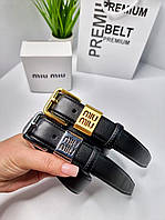 Ремінь Miu Miu чорний жіночий шкіряний