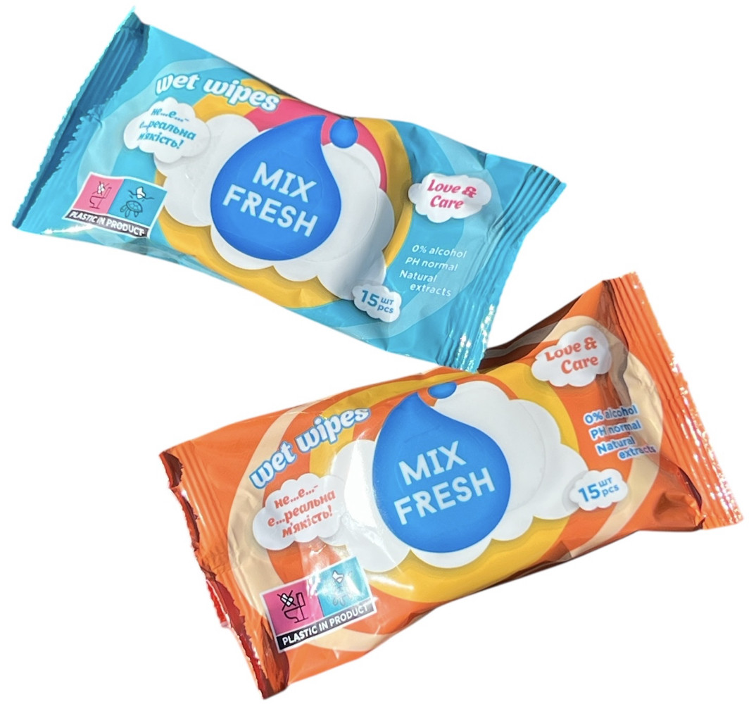 Вологі серветки Mix Fresh 15 шт., фото 1