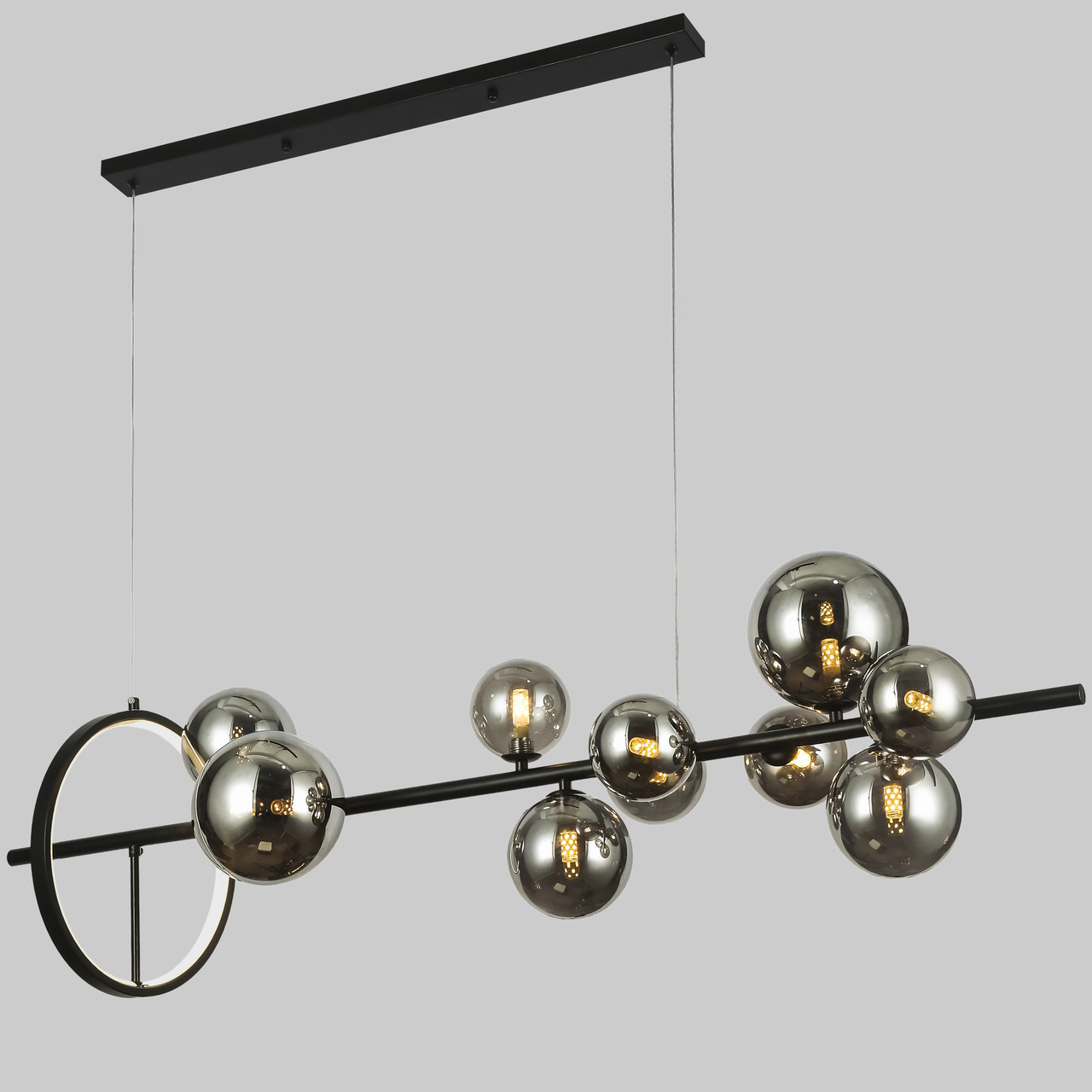 Чорна 120см люстра на 10 ламп "Bubbles" (918-LP267-10 BK+BK)