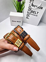 Ремінь Miu Miu коричневий жіночий шкіряний