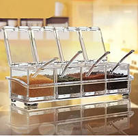 Органайзер для спецій на 4 ємності 0,2 л Кристал ( шт ) Тренд!