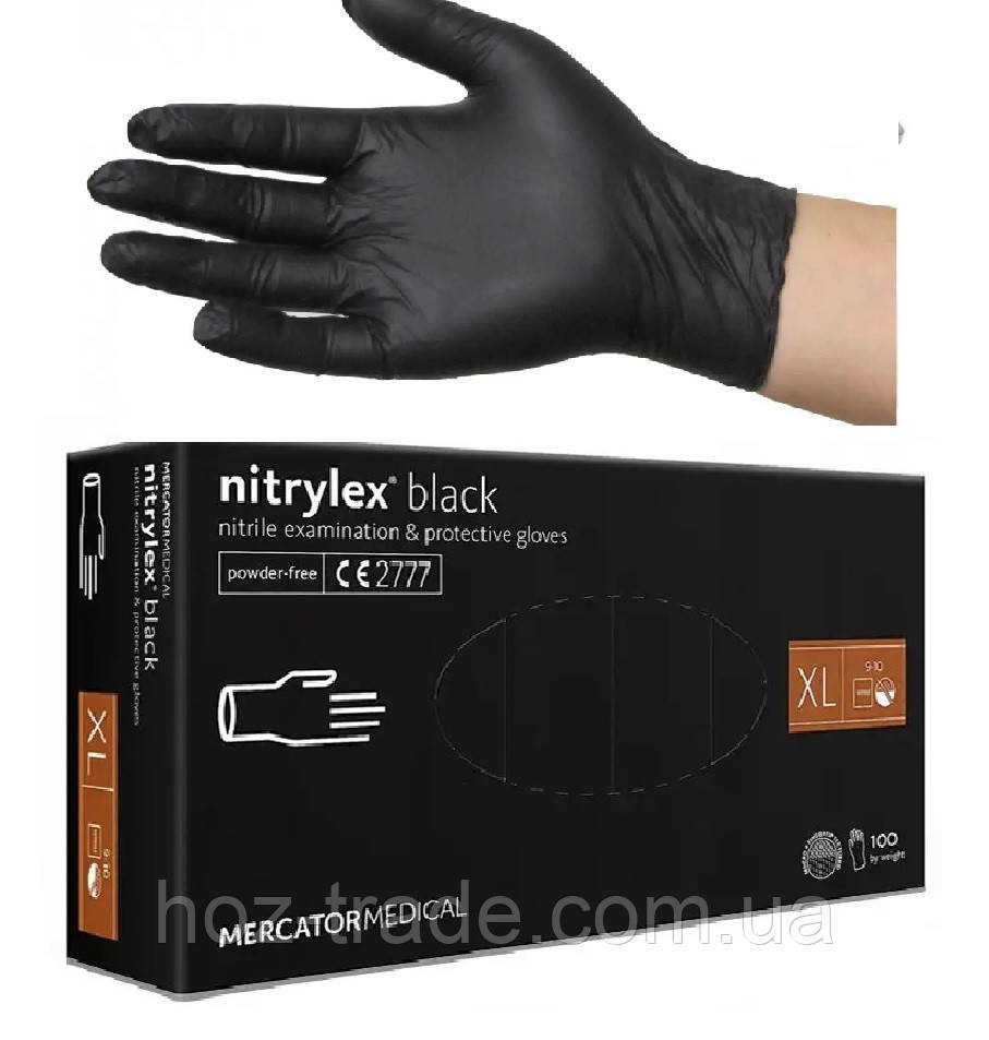 Рукавички нітрилові Нітрилекс чорні Nitrylex black XL — 100 шт.