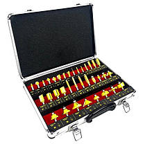 Набір фрез для дерева AL-FA ALRBS35-8 35 штук, Хвостовик 8 мм, твердосплавна напайка, фото 2