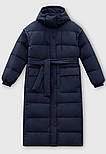 Довгий жіночий пуховик з поясом Finn Flare FWB11006-101 синій 2XL, фото 8