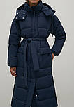 Довгий жіночий пуховик з поясом Finn Flare FWB11006-101 синій 2XL, фото 2