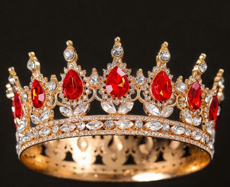 Декор для торта Корона D12 з червоним камінням, фото 1