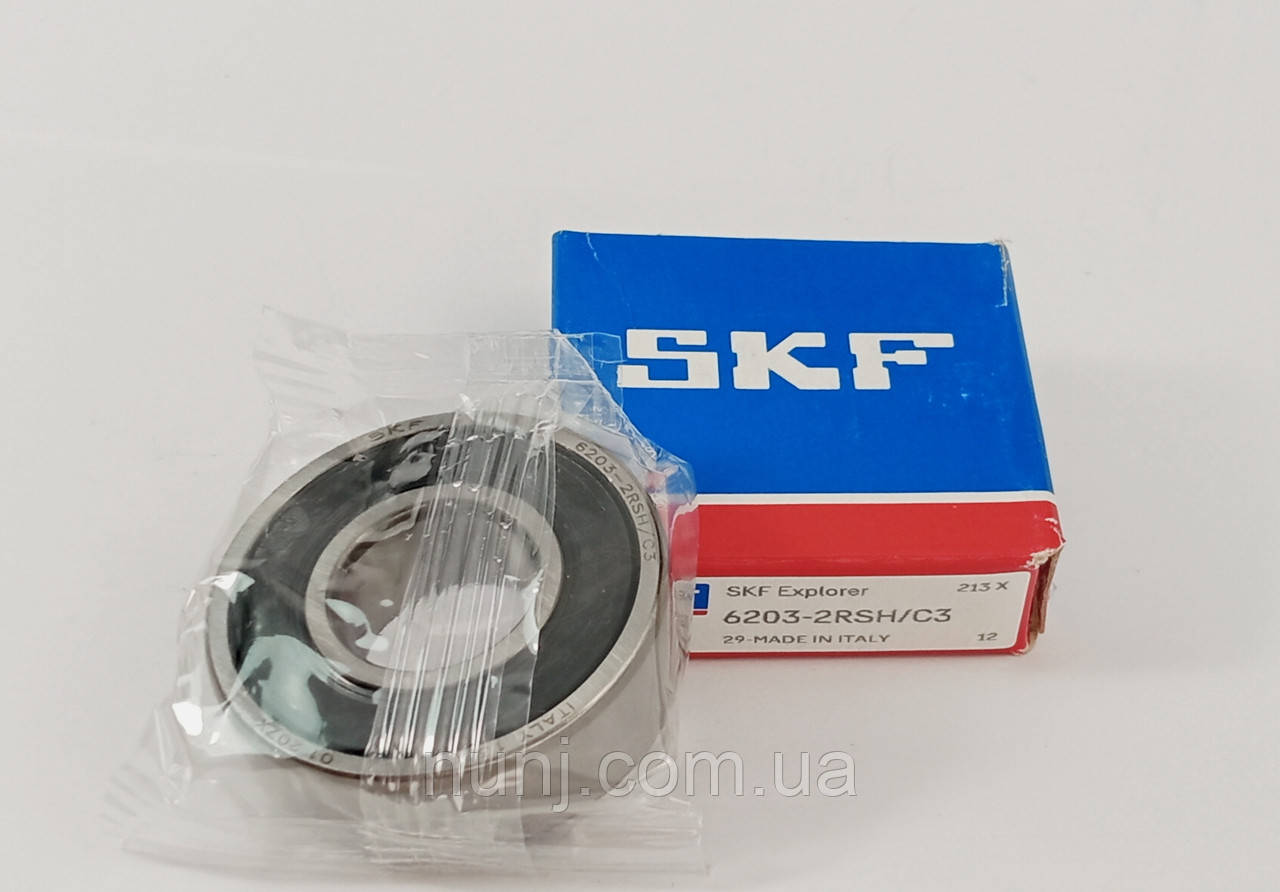 Підшипник 6203-2RS-С3 SKF (70-180203) розміри: 17*40*12 кульковий радіальний закритий, фото 1