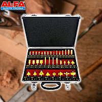 Набір фрез для дерева в кейсі AL-FA ALRBS35-8 35 штук, Хвостовик 8 мм, твердосплавна напайка