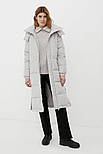 Довгий жіночий пуховик з поясом Finn Flare FWB11007-205 сірий XS, фото 2