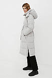 Довгий жіночий пуховик з поясом Finn Flare FWB11007-205 сірий XS, фото 3