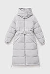 Довгий жіночий пуховик з поясом Finn Flare FWB11007-205 сірий XS, фото 8